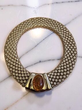 Amber Gold-tone Mesh Choker